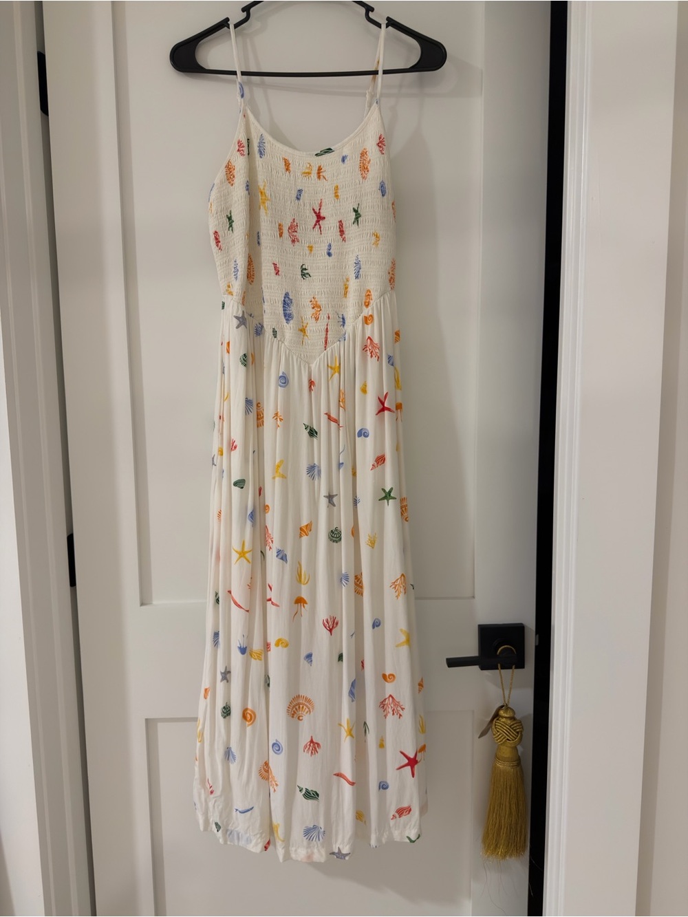 A New Day Women’s Smocked Midi Dress with Colorful Shell Print